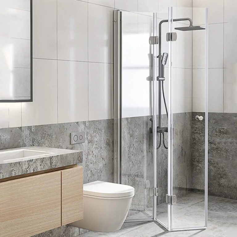 Modern wet room with frameless shower glass