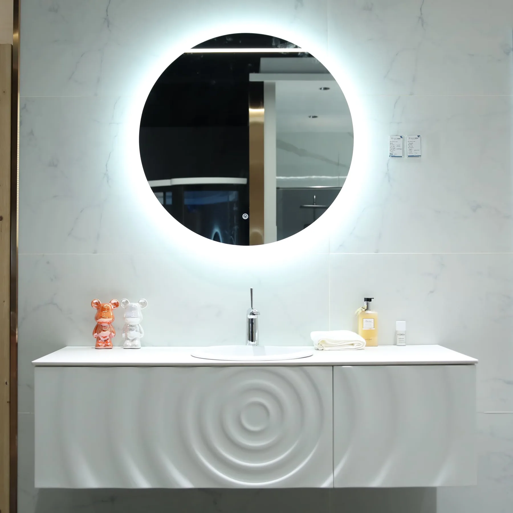 White minimalist wall-mounted George bathroom vanity with integrated basin